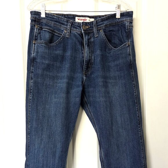 Men's Wrangler Regular Fit Stretch Jeans Blue 34x30 #1796601 - Picture 1 of 6